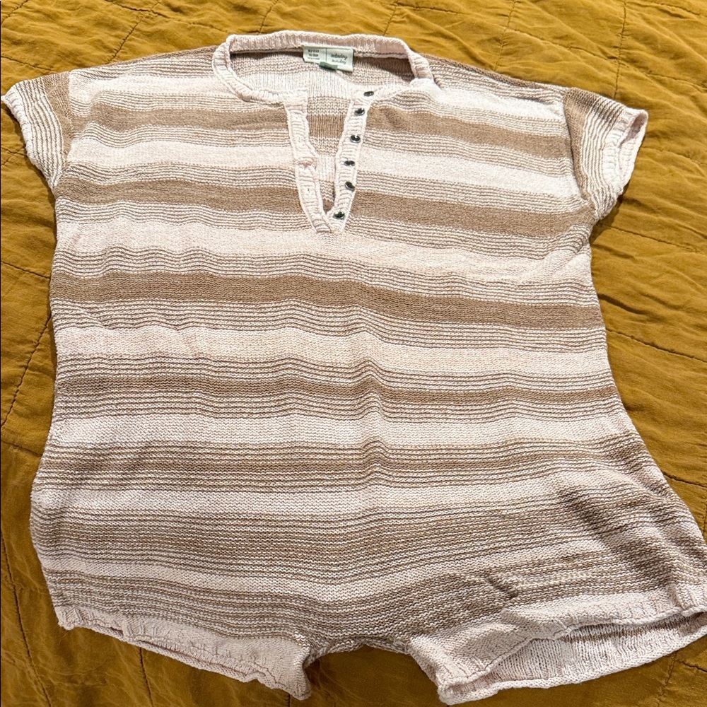 Striped Knit Short Sleeve Romper